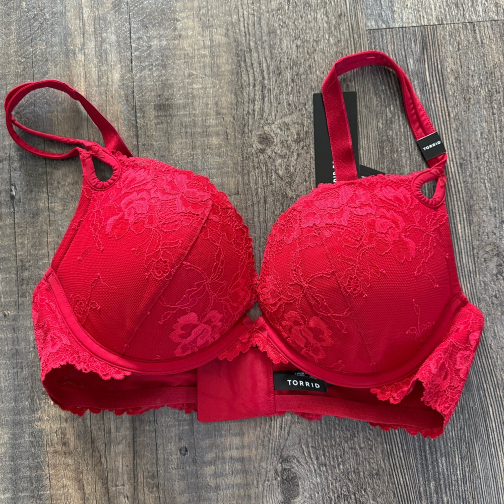 Torrid Red Lace Push Up Bra